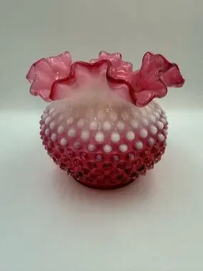 Fenton | Accents | Vintage Fenton Art Glass Cranberry Pink Opalescent ...